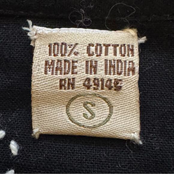 Black tan Asian style button up tunic jacket size small S 
 b17 - Picture 2 of 3